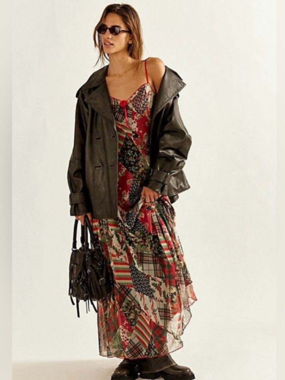 Free People Tis the Season Bohemian Patchwork Floral Slip Maxi Dress Size 4 & 6 - Picture 6 of 16
